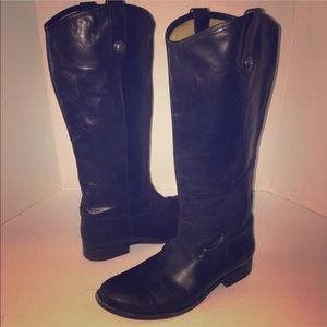 Black Leather Extended Calf Frye Riding Boots